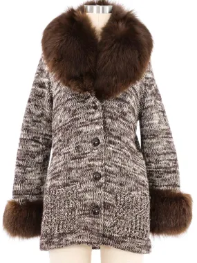 1970s Calvin Klein Fur Trimmed Cardigan