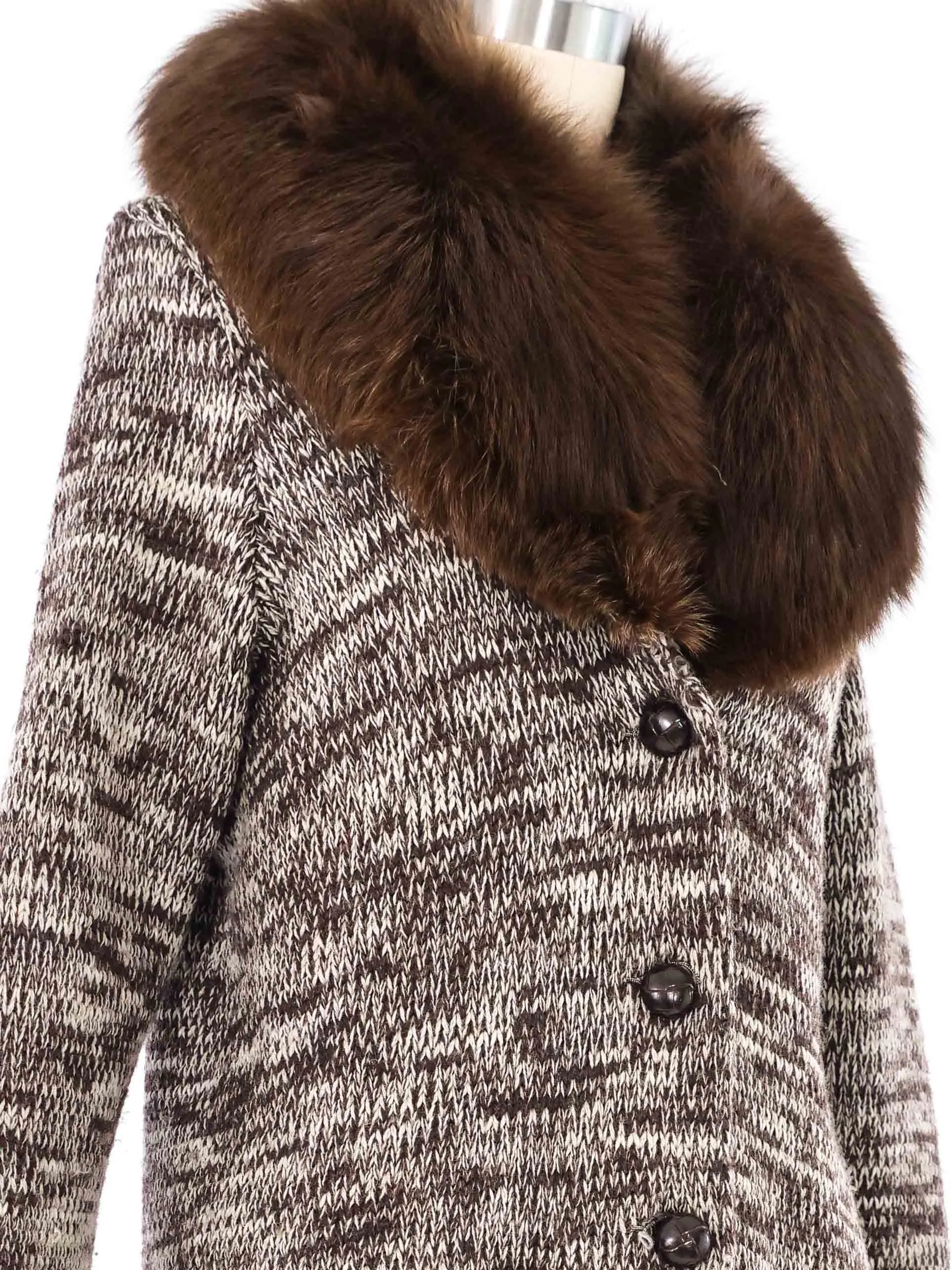 1970s Calvin Klein Fur Trimmed Cardigan