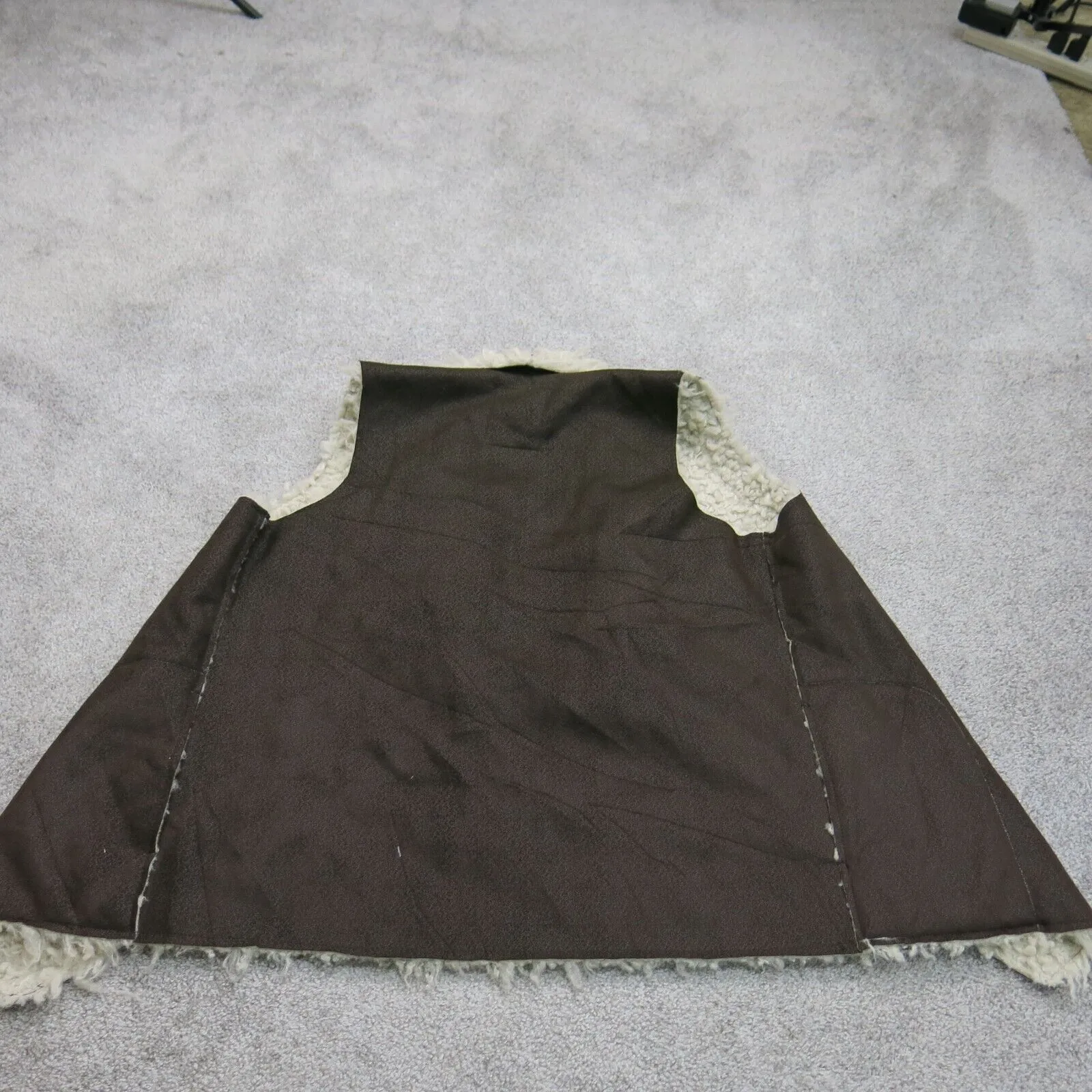 Aeropostale Womens Sherpa Vest Jacket Sleeveless Open Front Brown Size Large