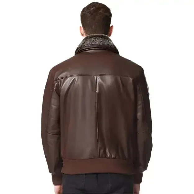 Air Force Aviator Leather Jacket – Classic Fur Collar Pilot Style