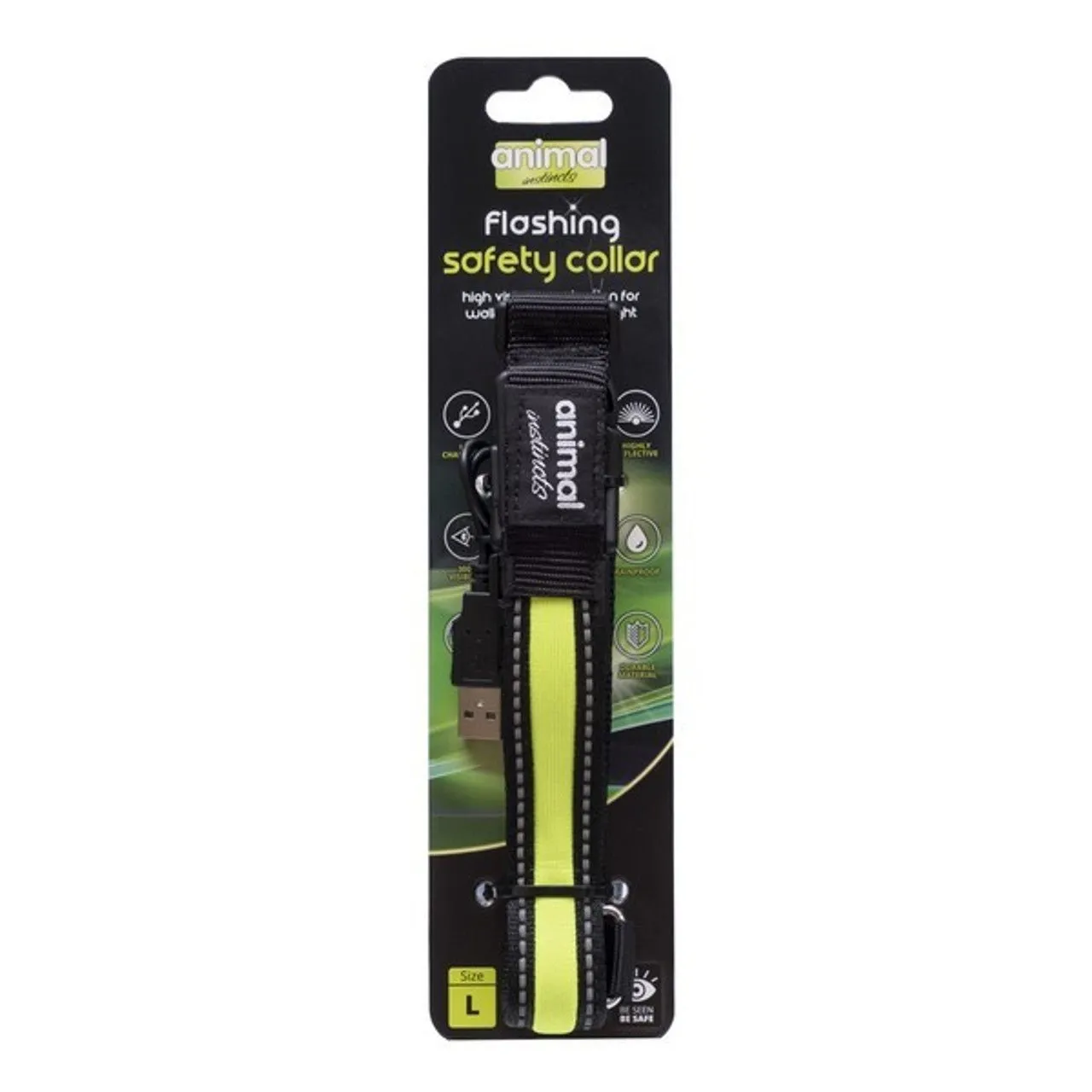 Animal Instincts Flashing Safety Collar Yellow