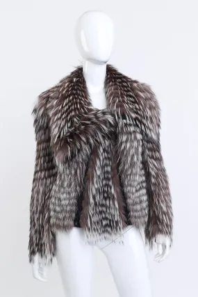 Asymmetric Zip Fox Fur Jacket