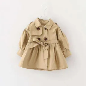 Baby Girl Jas Trench Double Breast Windbreaker Jacket