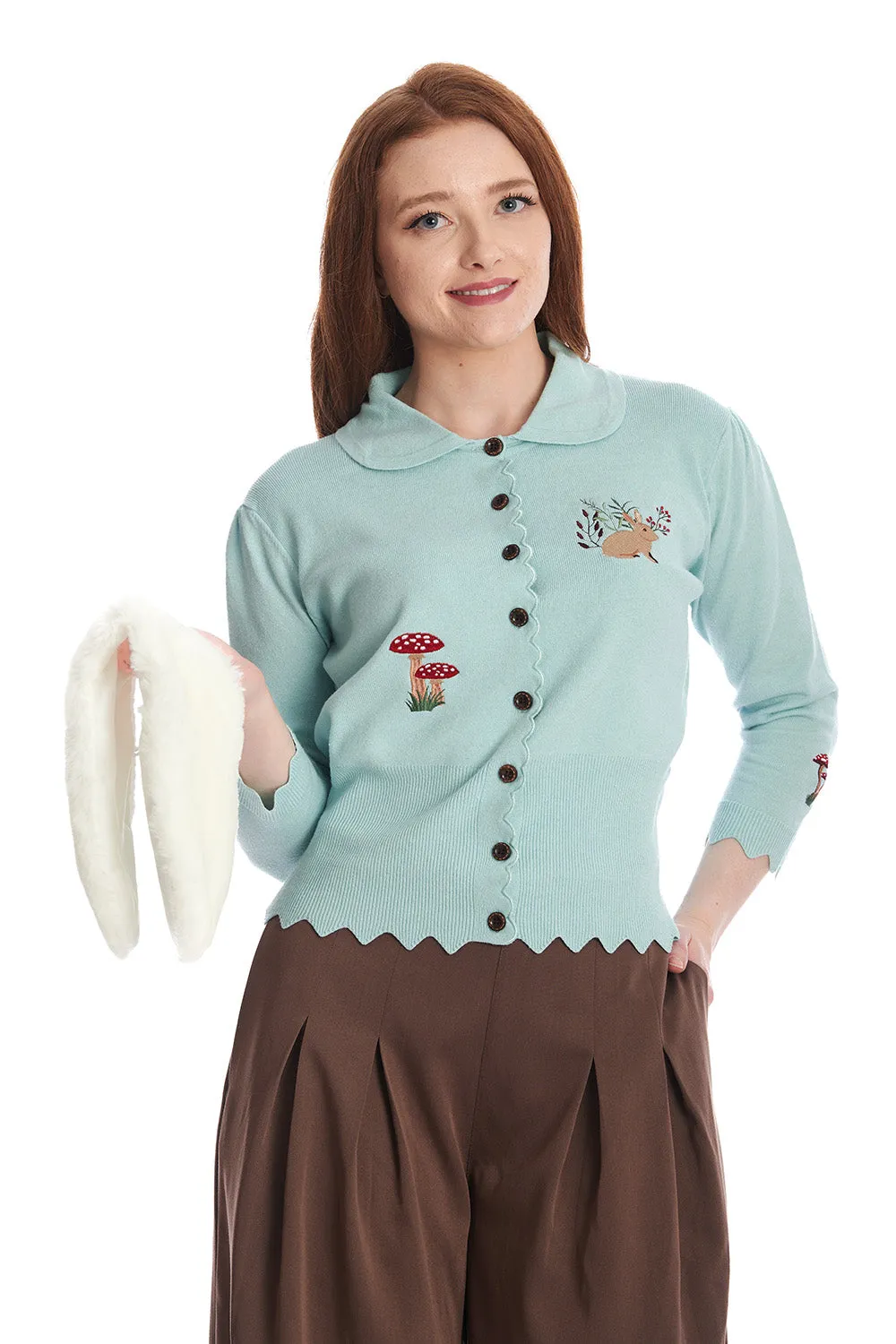 Banned Retro 50's Vintage Woodland Hippie Rabbit Blue Cardigan