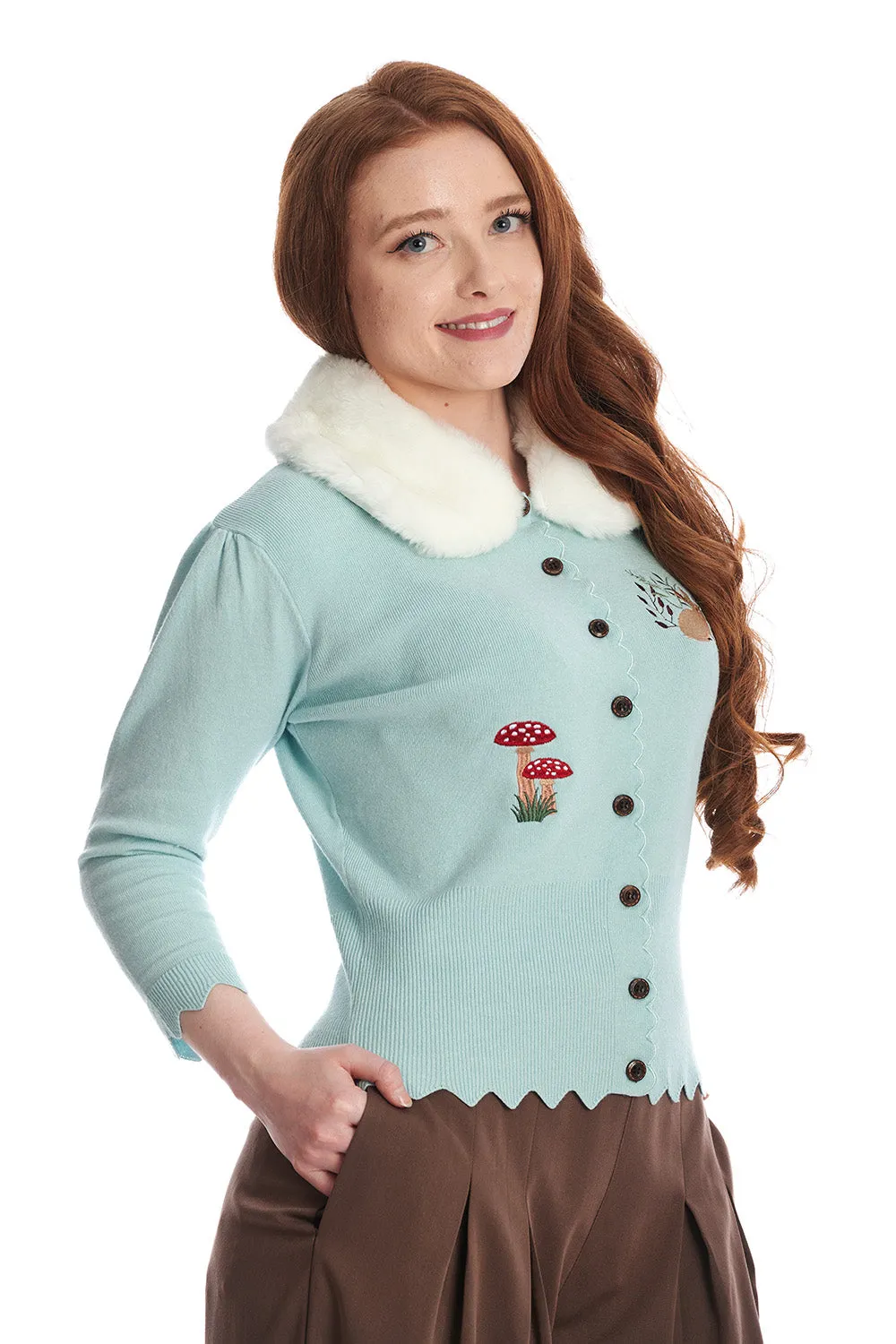 Banned Retro 50's Vintage Woodland Hippie Rabbit Blue Cardigan