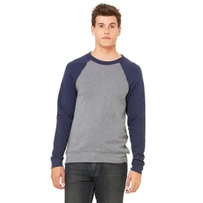 Bella   Canvas Unisex Deep Heather/Navy Sponge Fleece Crew Neck Sweatshirt