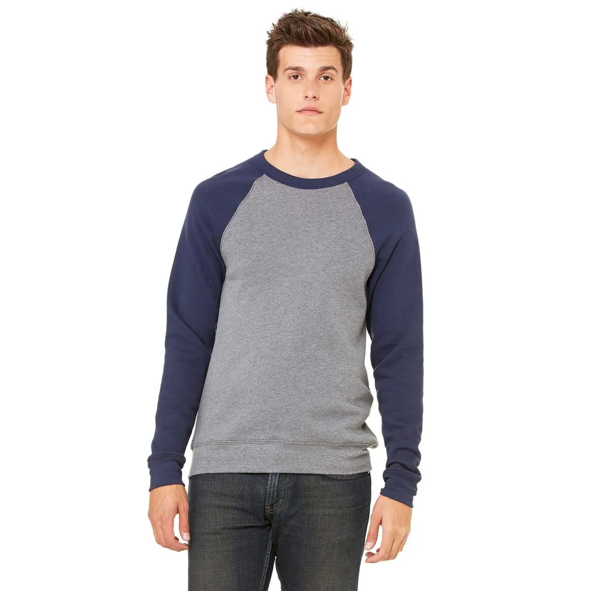 Bella   Canvas Unisex Deep Heather/Navy Sponge Fleece Crew Neck Sweatshirt