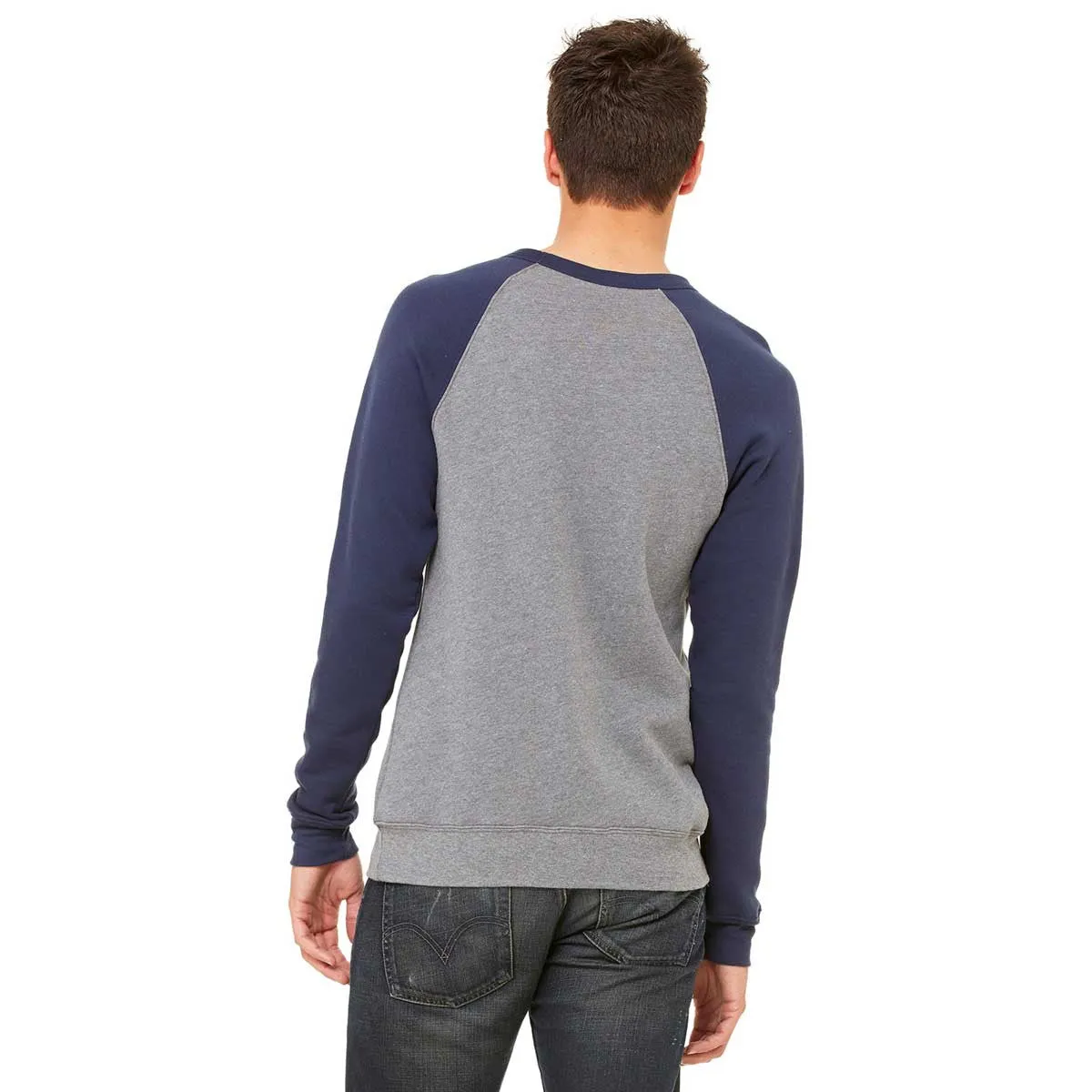 Bella   Canvas Unisex Deep Heather/Navy Sponge Fleece Crew Neck Sweatshirt
