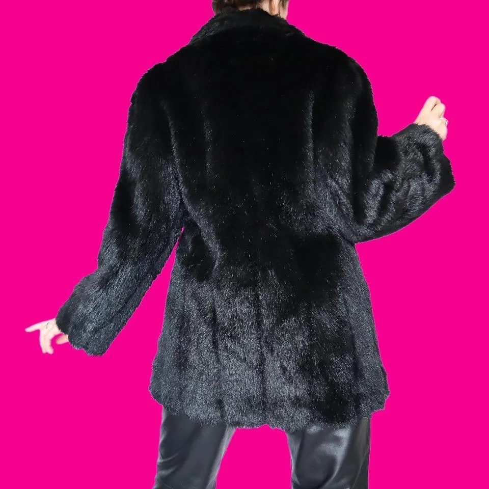Black faux fur coat UK M