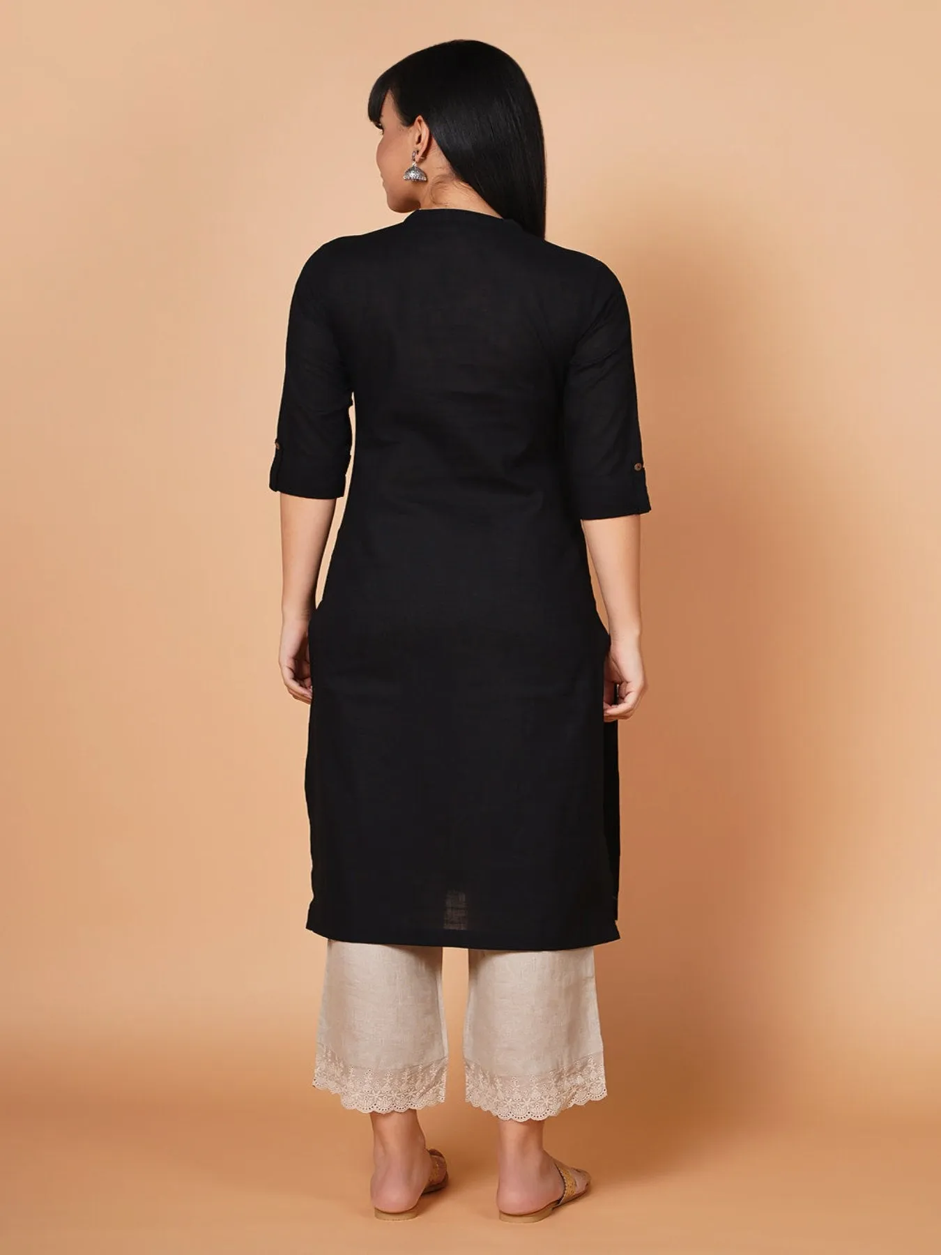 Black Yoke Embroidered Kurta 