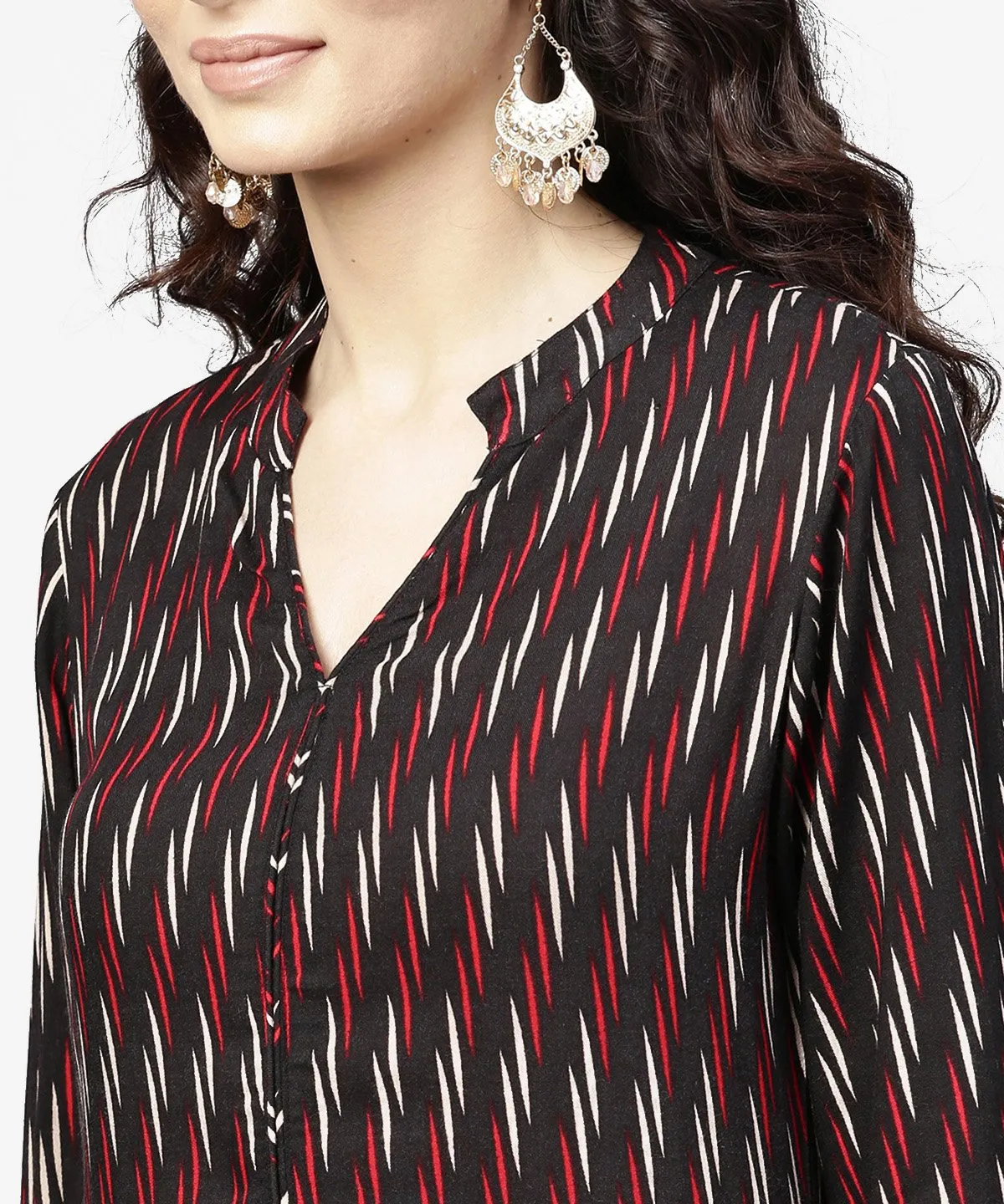 Blue 3/4Th Sleeve Cotton Straight Kurta