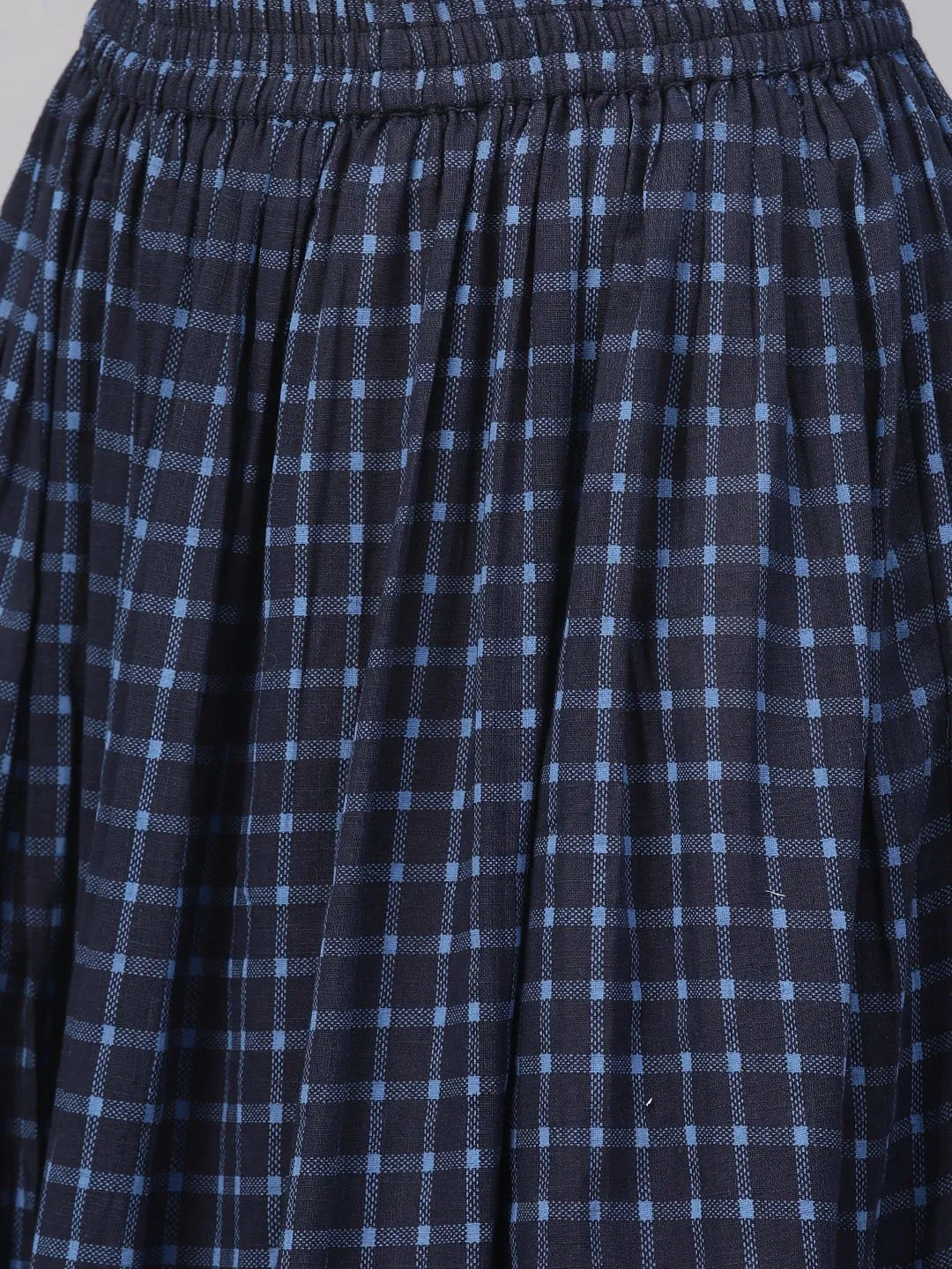 Blue And Beige Printed Kurta Set With Printed Skirt