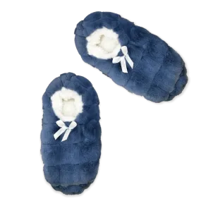 Blue Faux Fur Quilted Fuzzy Babba Slipper Sock
