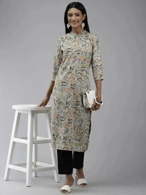 Blue Floral Printed Kurta