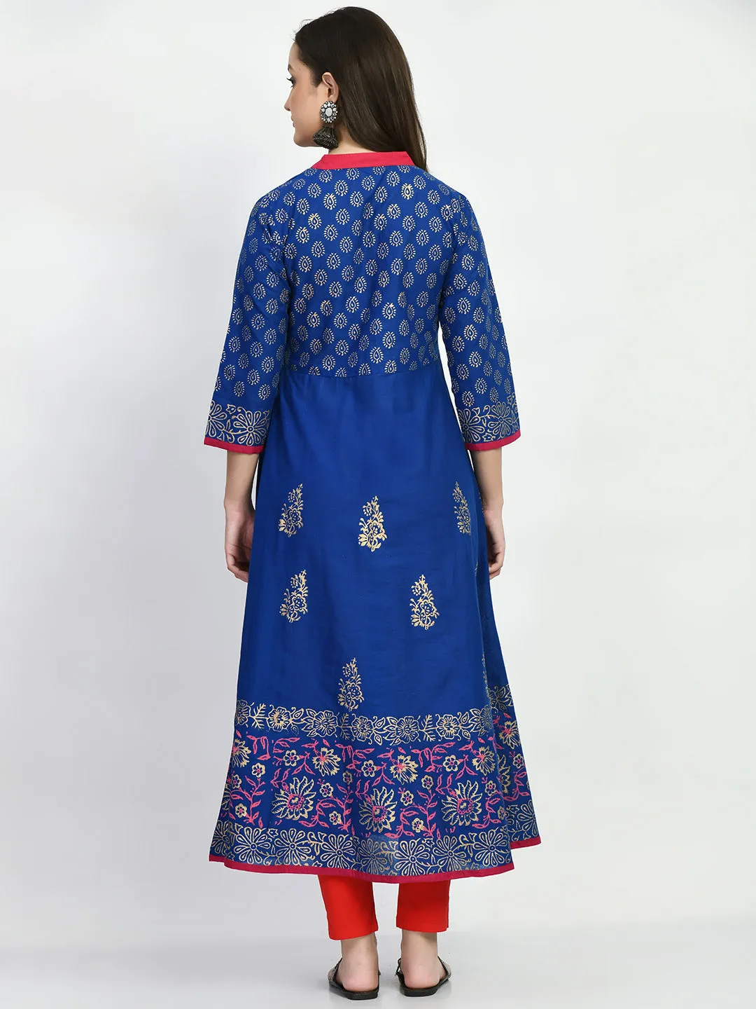Blue Handblock Printed Anarkali Kurta