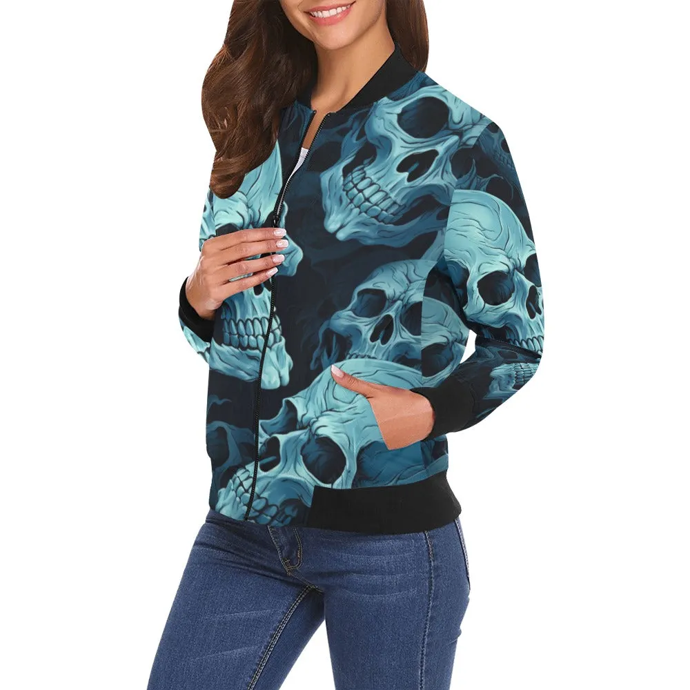 Blue Skulls Bomber Jacket