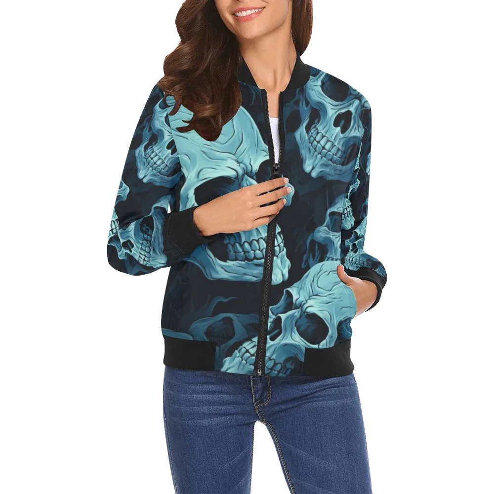 Blue Skulls Bomber Jacket