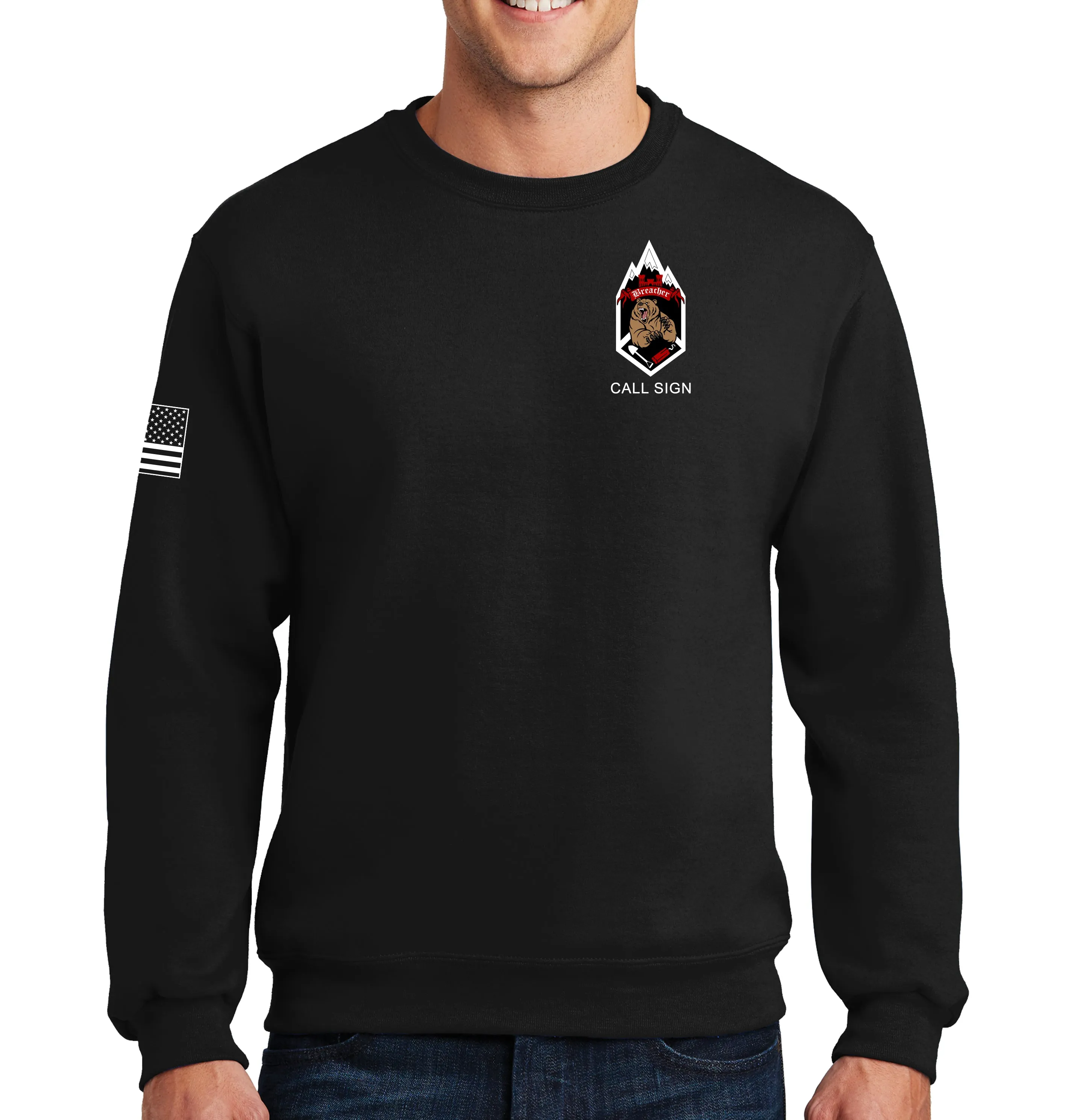 Born to Breach 50-50 Blend Crewneck Unisex Sweatshirt. This shirt IS approved for PT.