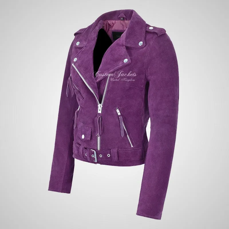 BRANDO Ladies Biker Suede Jacket Leather Biker Jacket
