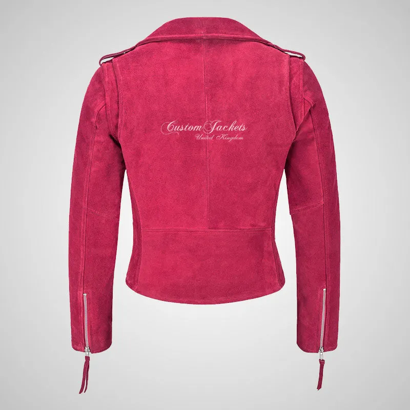 BRANDO Ladies Biker Suede Jacket Leather Biker Jacket