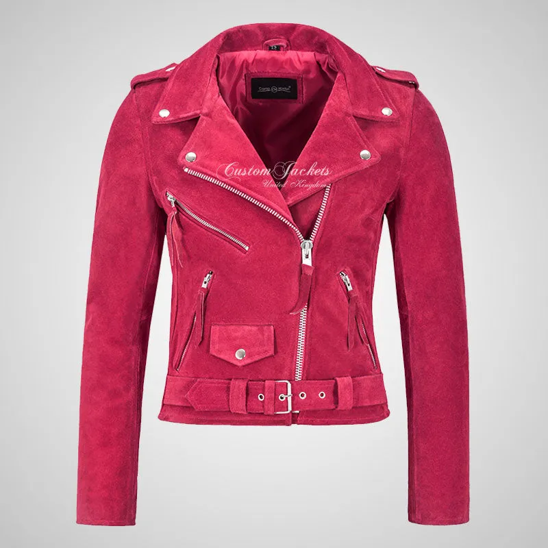 BRANDO Ladies Biker Suede Jacket Leather Biker Jacket
