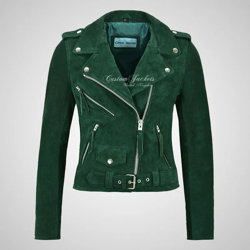 BRANDO Ladies Biker Suede Jacket Leather Biker Jacket