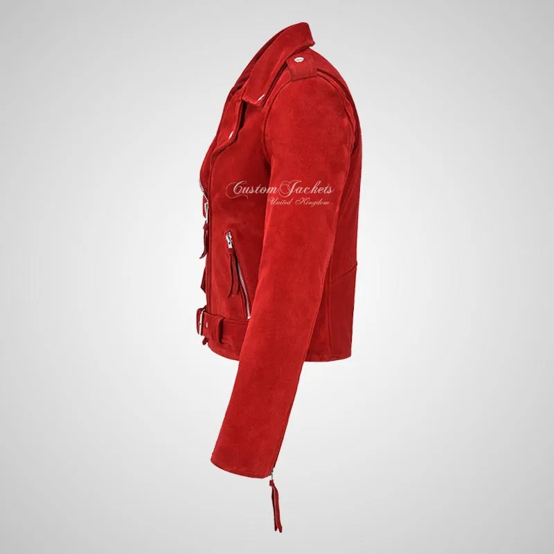 BRANDO Ladies Biker Suede Jacket Leather Biker Jacket