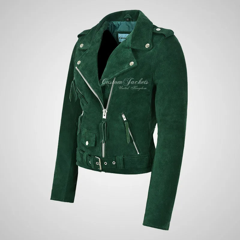 BRANDO Ladies Biker Suede Jacket Leather Biker Jacket