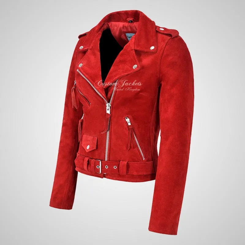 BRANDO Ladies Biker Suede Jacket Leather Biker Jacket