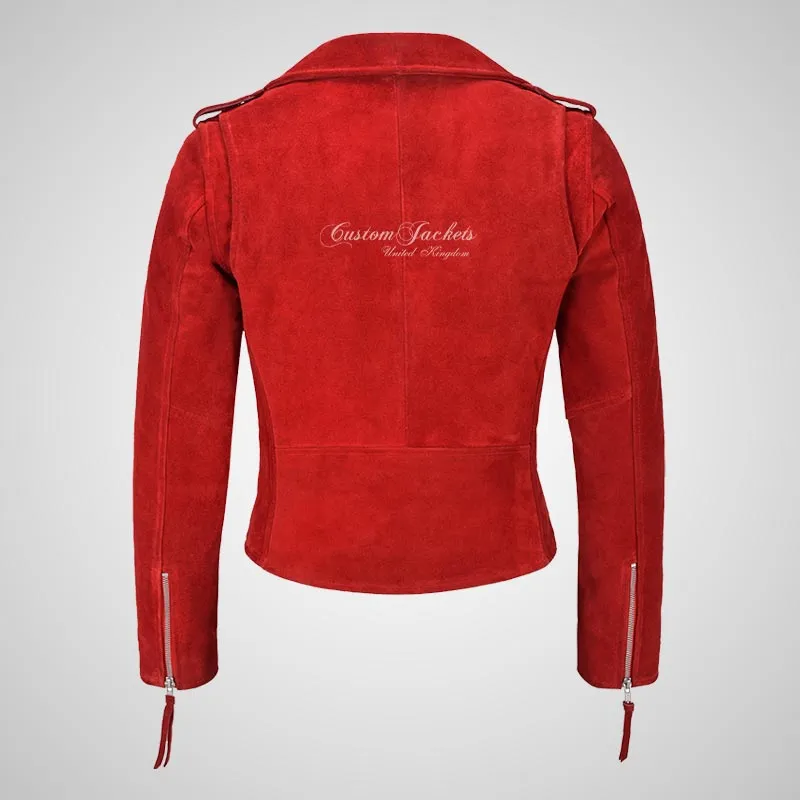 BRANDO Ladies Biker Suede Jacket Leather Biker Jacket