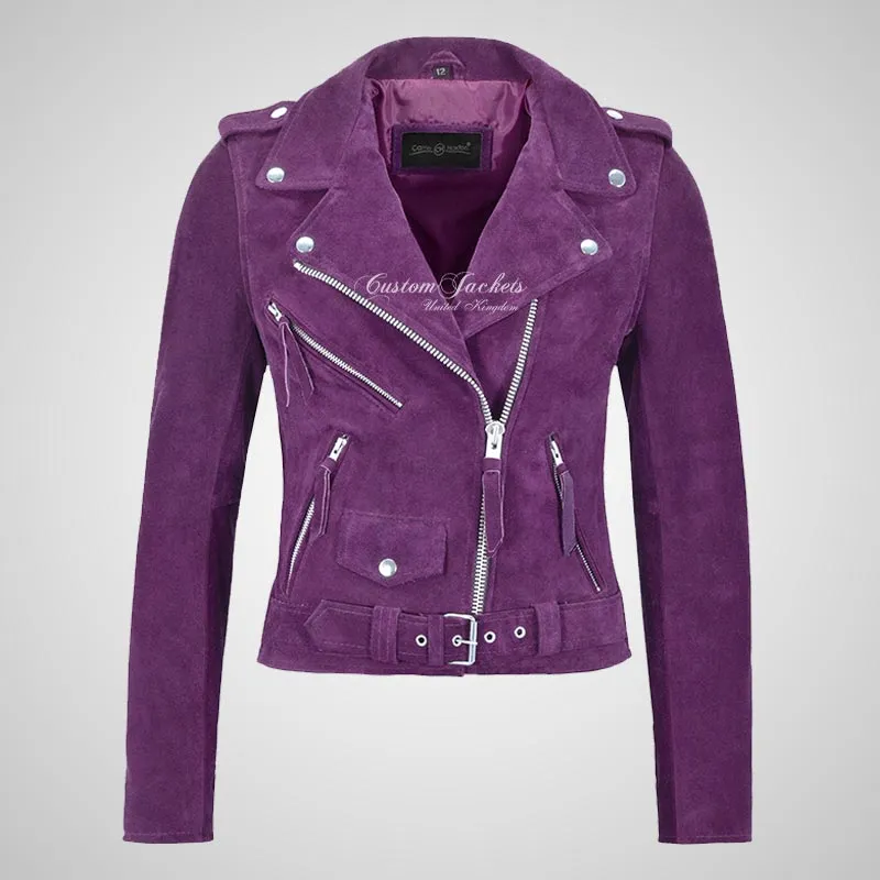 BRANDO Ladies Biker Suede Jacket Leather Biker Jacket