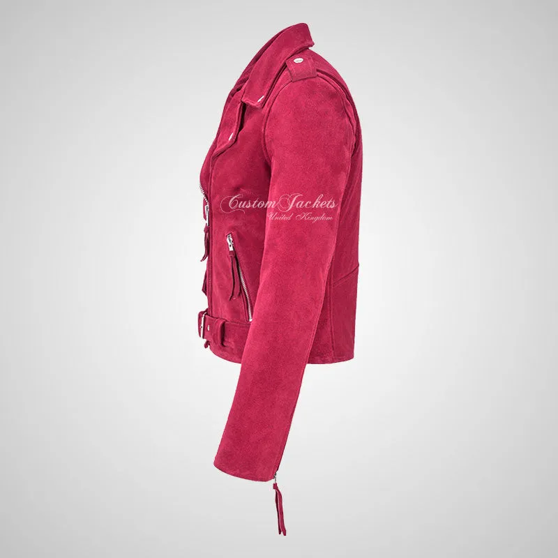 BRANDO Ladies Biker Suede Jacket Leather Biker Jacket