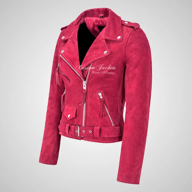 BRANDO Ladies Biker Suede Jacket Leather Biker Jacket