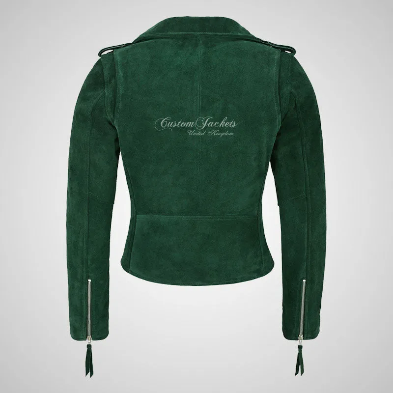 BRANDO Ladies Biker Suede Jacket Leather Biker Jacket