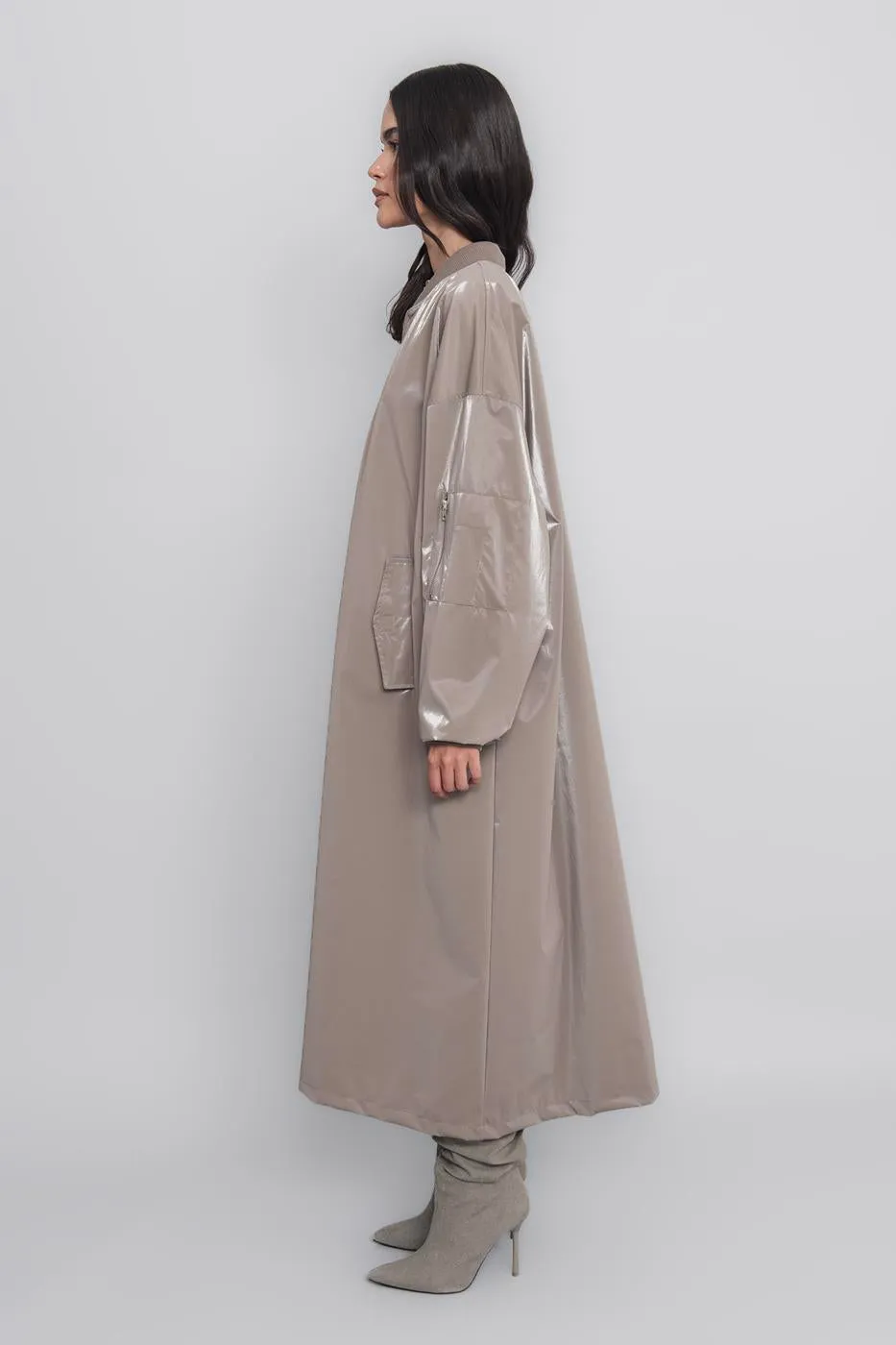 BSL Women Oversized Patent Leather Trenchcoat - Rancho Cordova