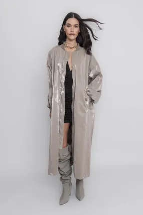 BSL Women Oversized Patent Leather Trenchcoat - Rancho Cordova