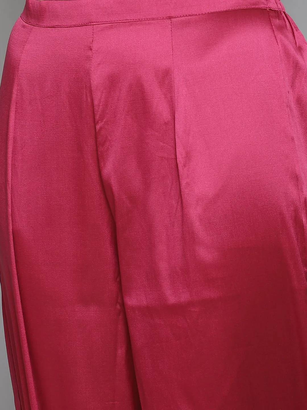 Burgundy Solid Kurta With Palazzos With Dupatta