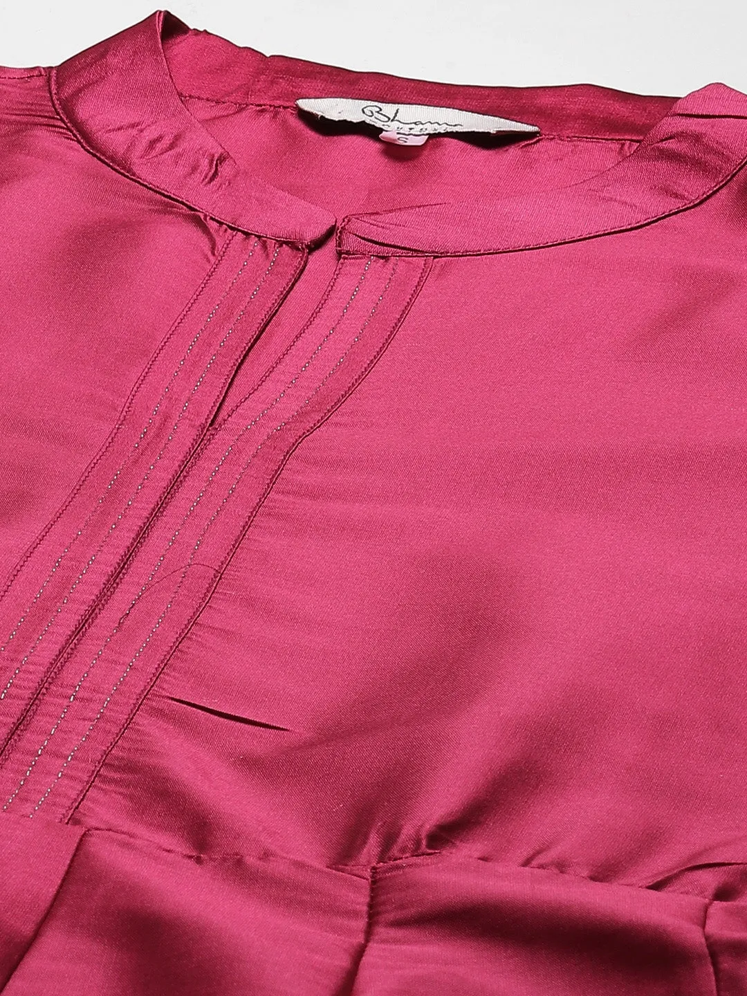 Burgundy Solid Kurta With Palazzos With Dupatta