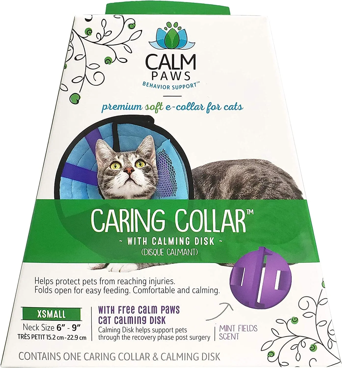 Calm Paws Caring Dog Collar with Calming Disk for Cats - Extra Small