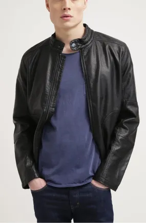 Casa Black Leather Jacket Men Biker Motorcycle