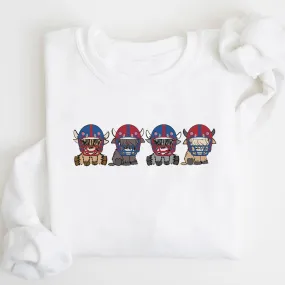 Chicago Cubs Highland Cow Football Team Football Lovers Gift Unisex Crewneck Hoodie Sweatshirt