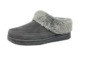 Clarks Faux Fur Clog Indoor and Outdoor Warm Cozy Slipper Grey