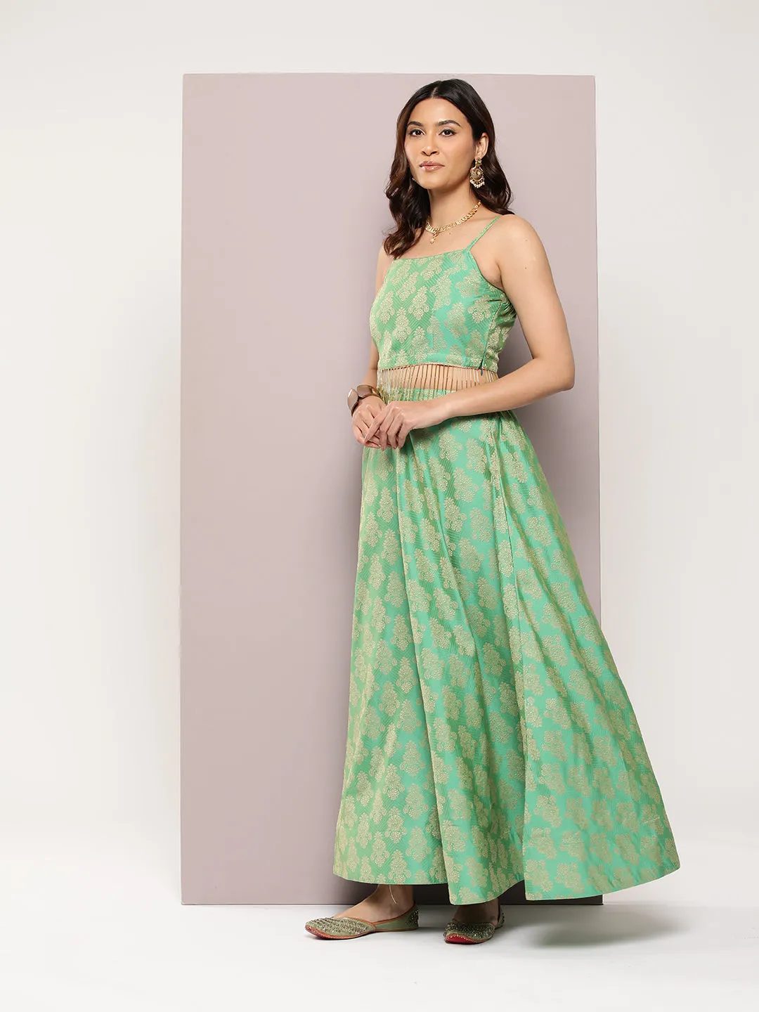 Cutdana Emblished Jacqard Lehenga Choli With Dupatta