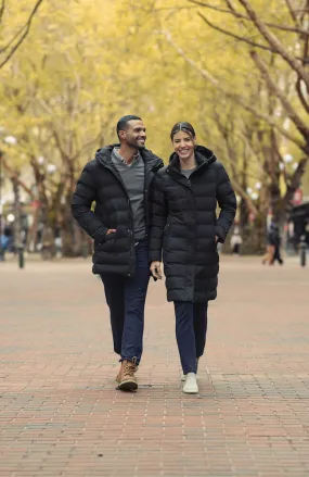 Cutter & Buck Wenatchee Ladies Padded Puffer Jacket | Long | Hood | Navy or Black | XS-2XL