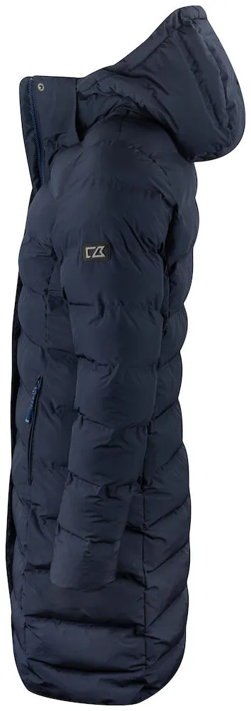 Cutter & Buck Wenatchee Ladies Padded Puffer Jacket | Long | Hood | Navy or Black | XS-2XL