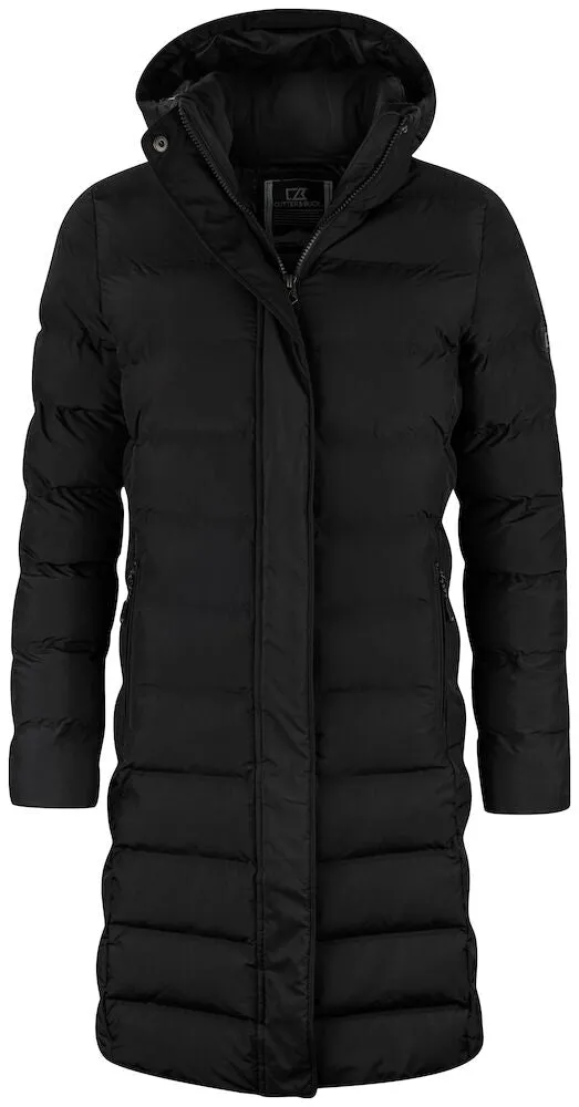 Cutter & Buck Wenatchee Ladies Padded Puffer Jacket | Long | Hood | Navy or Black | XS-2XL