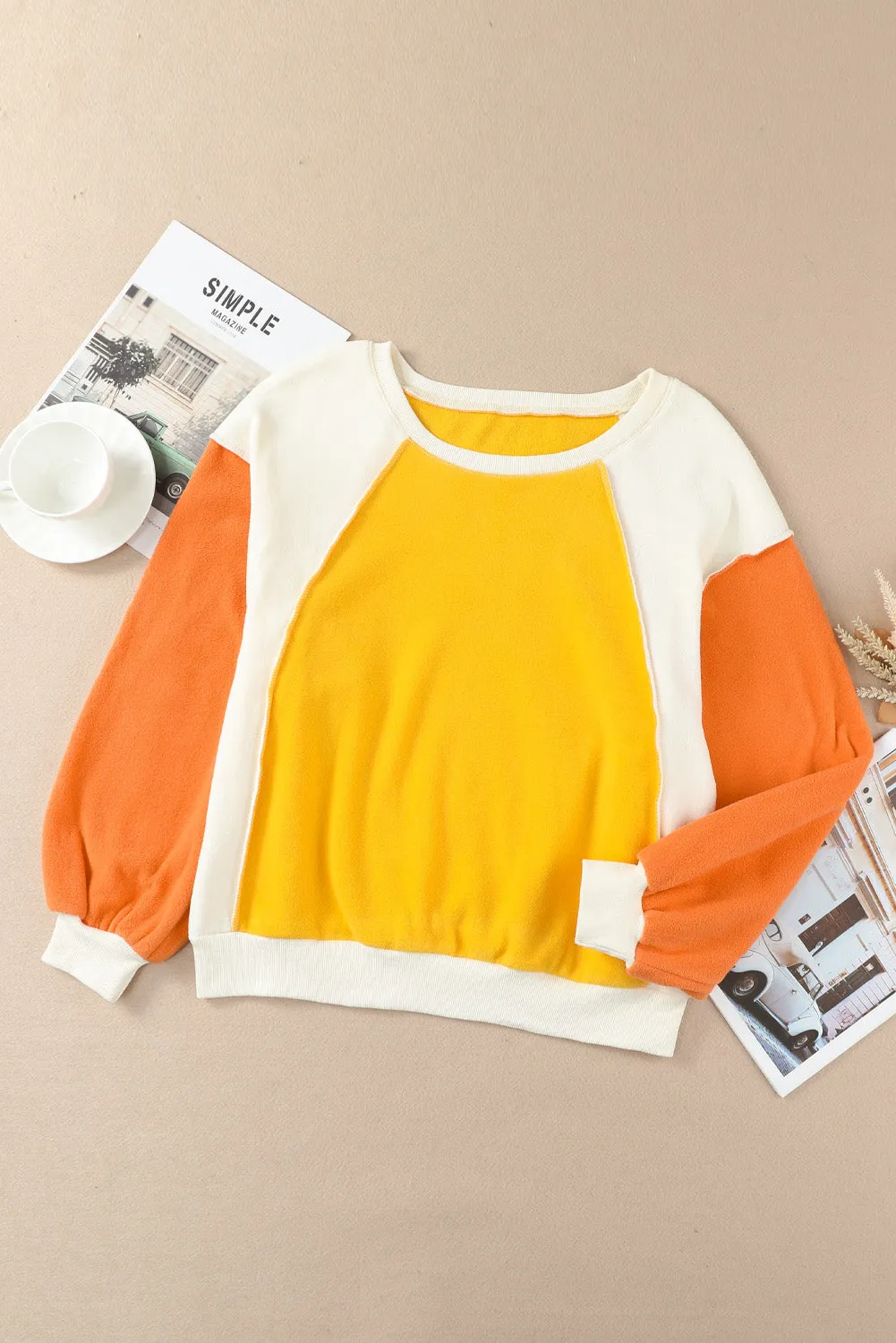 Dropped Shoulder Color Block Sweatshirt