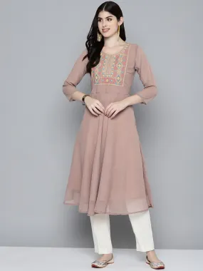 Embroidered yok flaired gorgette kurta