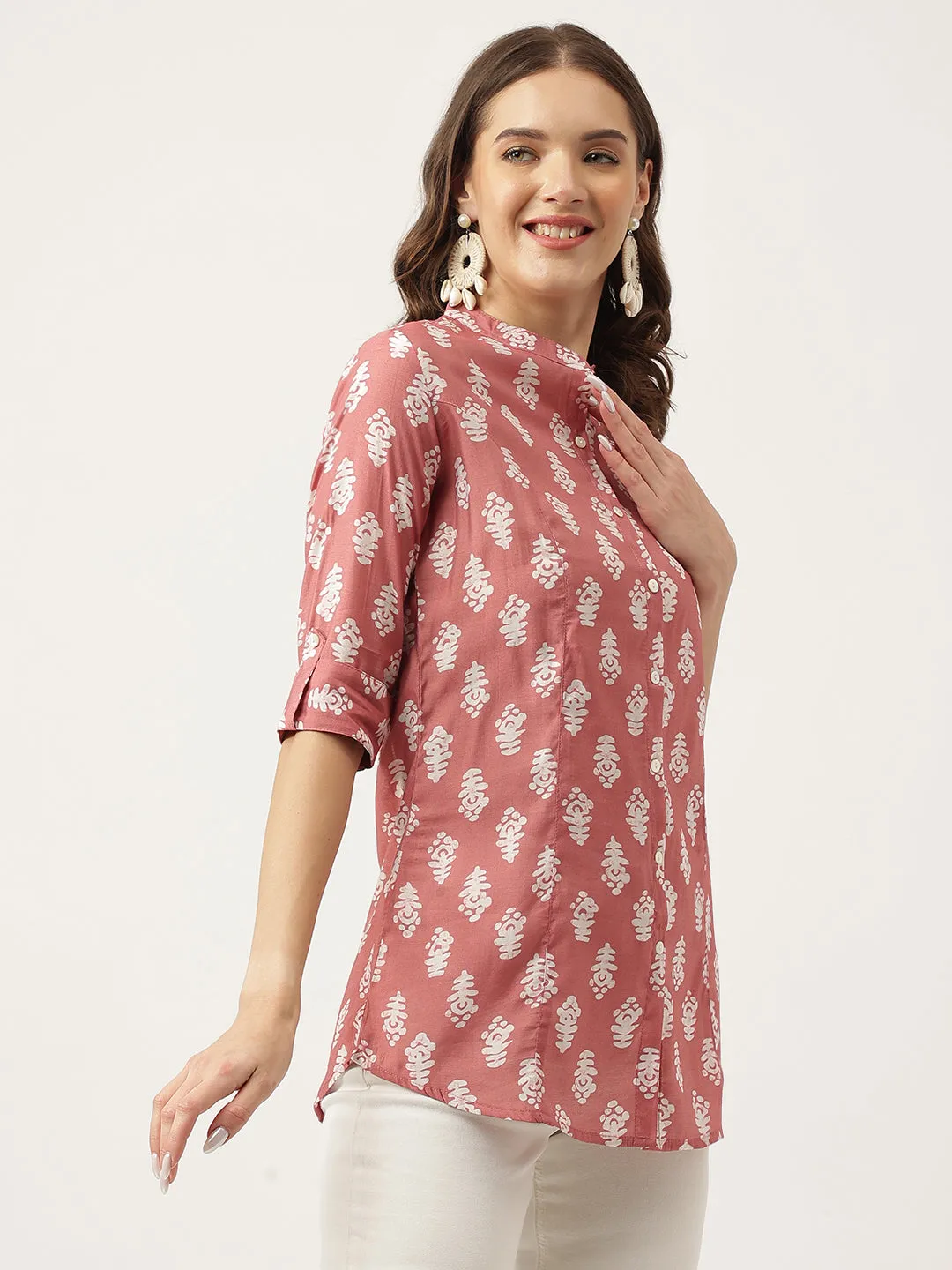 Ethnic Motif Print Rayon Top