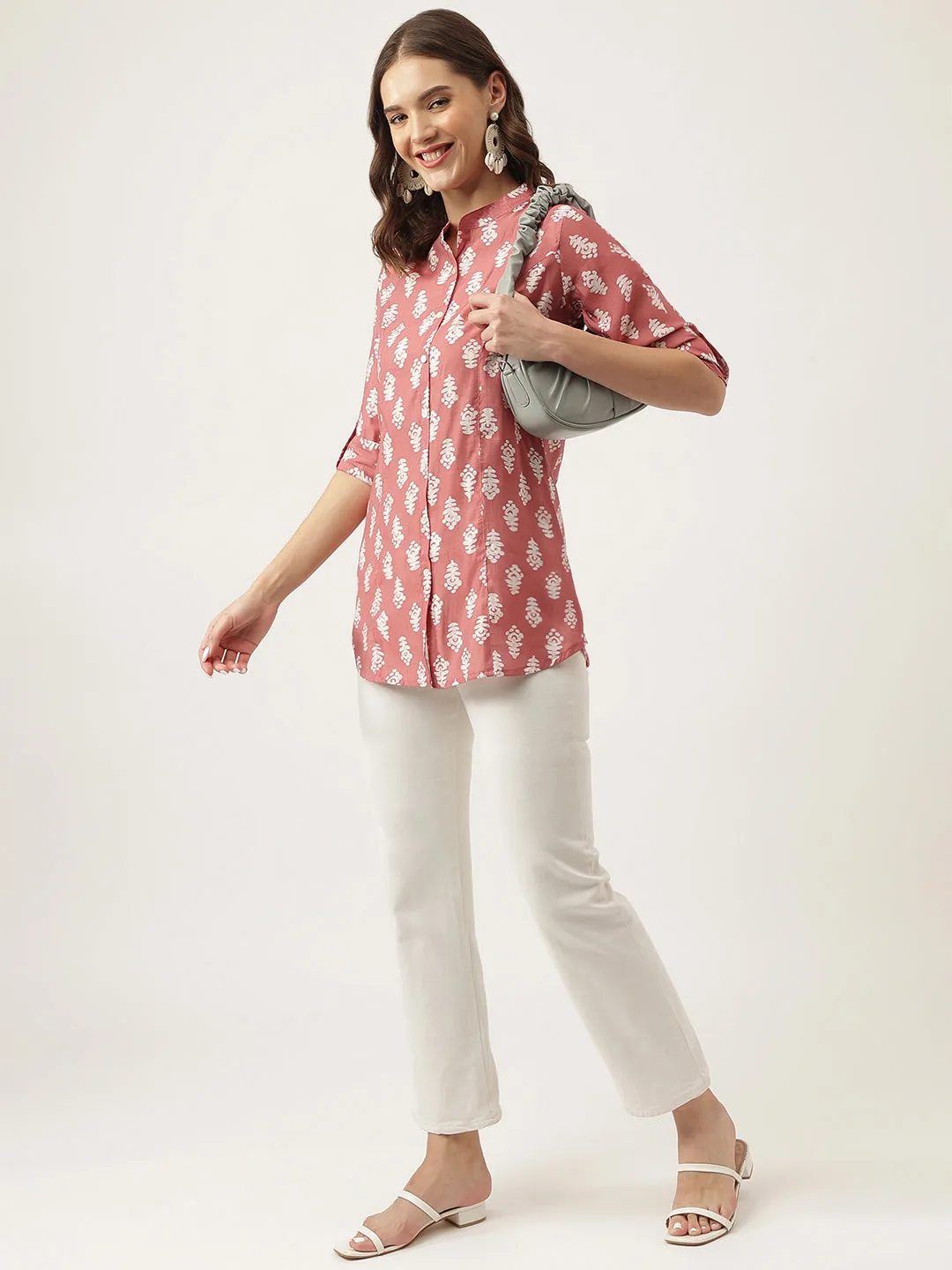Ethnic Motif Print Rayon Top